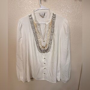 ECI vintage  Ivory Blouse with Metallic Accents